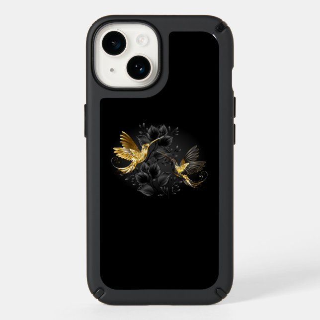 Black and Gold Hummingbird Speck iPhone Case (Front)