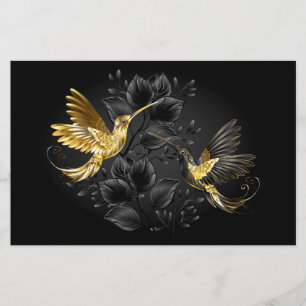 Black and Gold Hummingbird Stationery