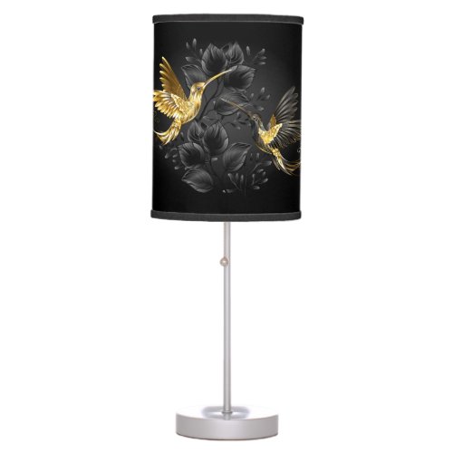 Black and Gold Hummingbird Table Lamp