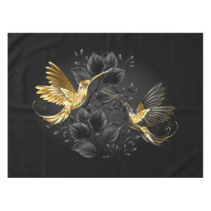 Black and Gold Hummingbird Tablecloth