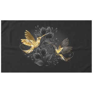 Black and Gold Hummingbird Tablecloth