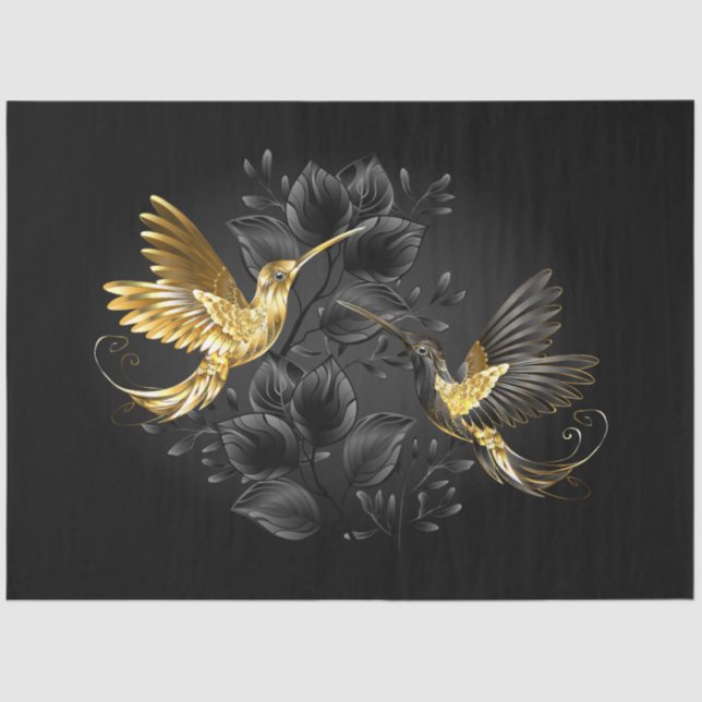 Black and Gold Hummingbird Tissue Paper (Front)