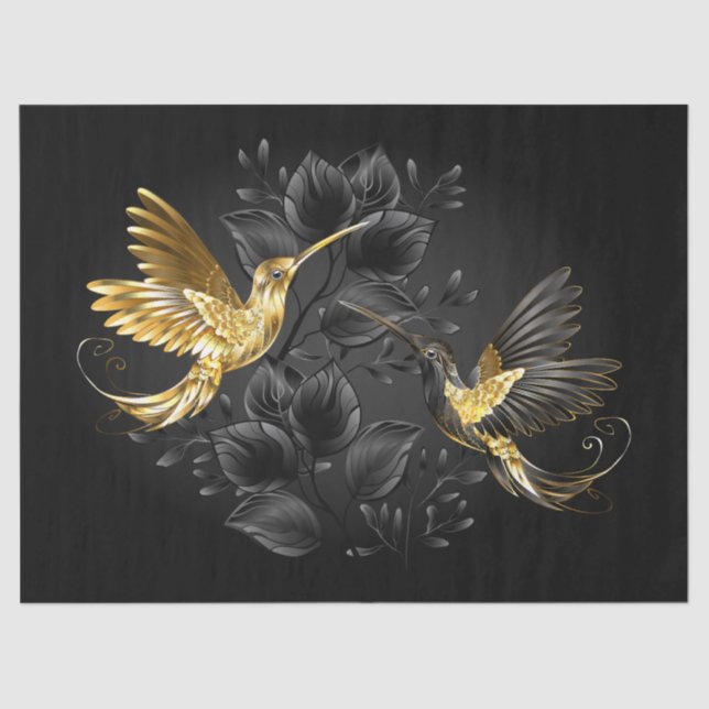 Black and Gold Hummingbird Tissue Paper (Front)
