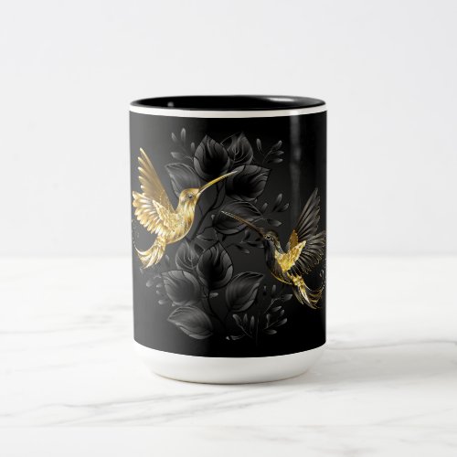 Black and Gold Hummingbird Two_Tone Coffee Mug