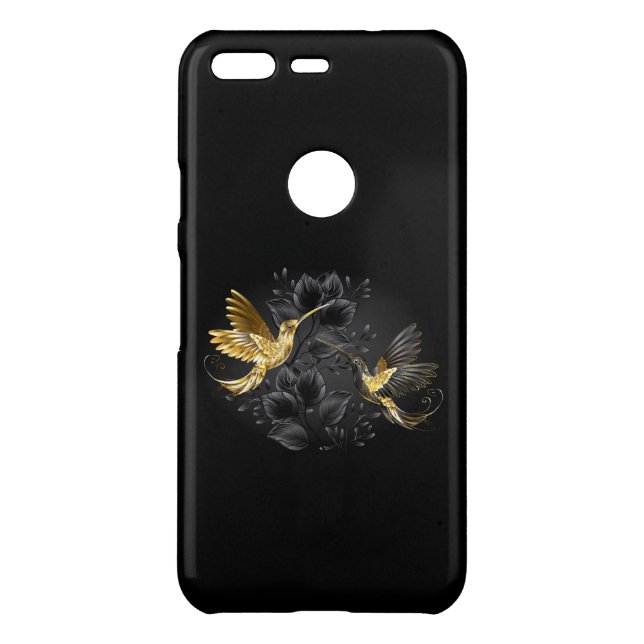 Black and Gold Hummingbird Uncommon Google Pixel Case (Back)