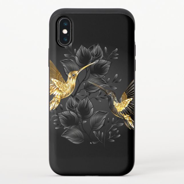 Black and Gold Hummingbird Uncommon iPhone Case (Back)