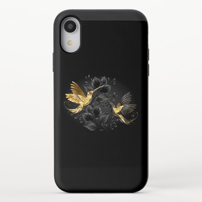 Black and Gold Hummingbird Uncommon iPhone Case (Back)