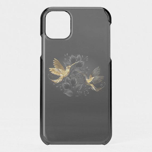 Black and Gold Hummingbird Uncommon iPhone Case (Back)