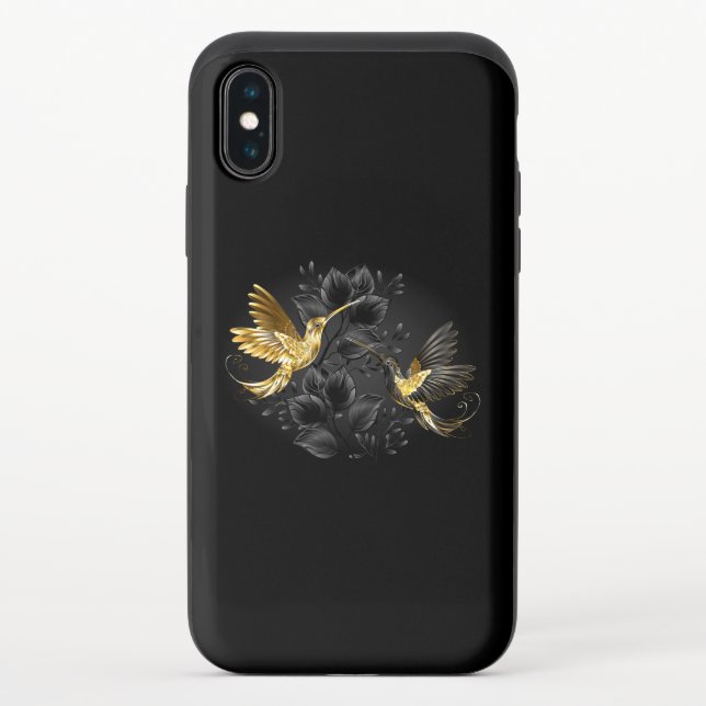 Black and Gold Hummingbird Uncommon iPhone Case (Back)