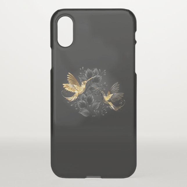 Black and Gold Hummingbird Uncommon iPhone Case (Back)
