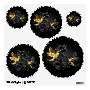 Black and Gold Hummingbird Wall Decal