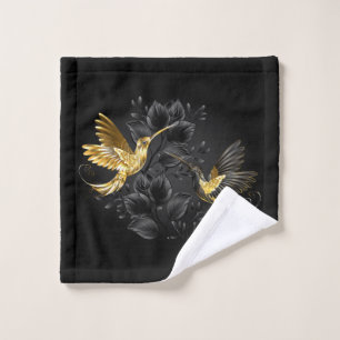 Black and Gold Hummingbird Wash Cloth