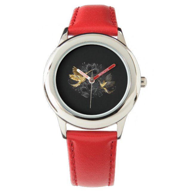 Black and Gold Hummingbird Watch (Front)