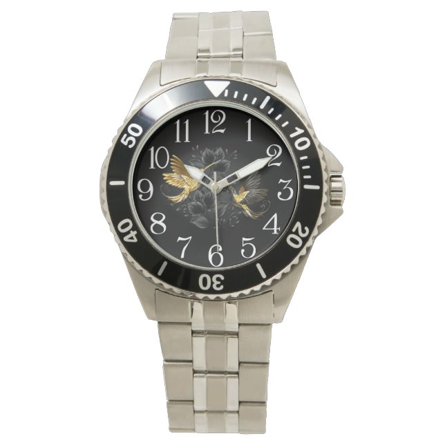 Black and Gold Hummingbird Watch (Front)