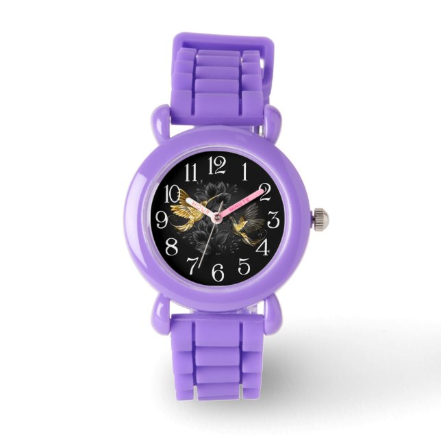 Black and Gold Hummingbird Watch (Front)