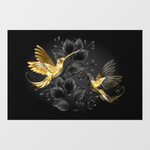 Black and Gold Hummingbird Window Cling