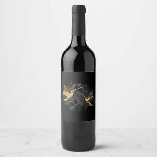 Black and Gold Hummingbird Wine Label