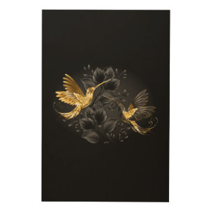 Black and Gold Hummingbird Wood Wall Art