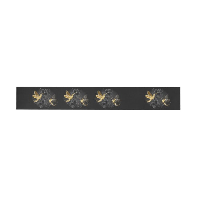 Black and Gold Hummingbird Wrap Around Address Label (Individual)