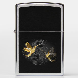 Black and Gold Hummingbird Zippo Lighter
