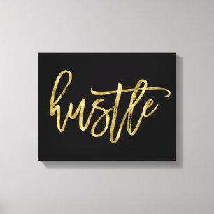 Black And Gold Hustle Wrapped Canvas 14x11