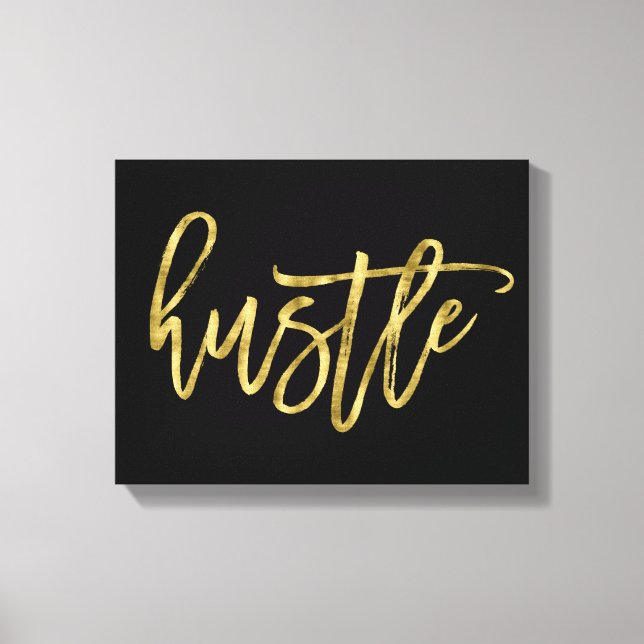 Black And Gold Hustle Wrapped Canvas 14x11 Print (Front)
