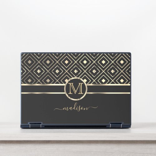 Black and Gold in a Geometric Pattern HP Laptop Skin