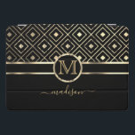 Black and Gold in a Geometric Pattern  iPad Pro Cover<br><div class="desc">iPad Case / Cover ready for you to personalize with your monogram and name. ⭐This Product is 100% Customizable. Graphics and text can be deleted, moved, resized, changed around, rotated, etc... ⭐99% of my designs in my store are done in layers. This makes it easy for you to resize and...</div>