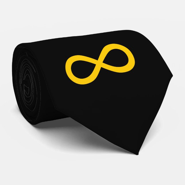 Black and Gold Infinity Symbol Neck Tie (Rolled)