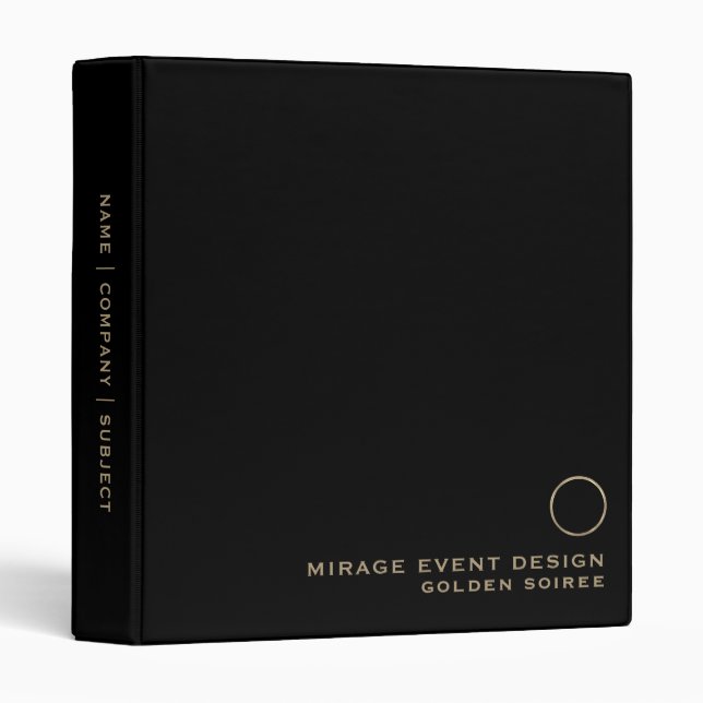 Black and Gold Initial Logo Event Planning Binder (Front/Spine)
