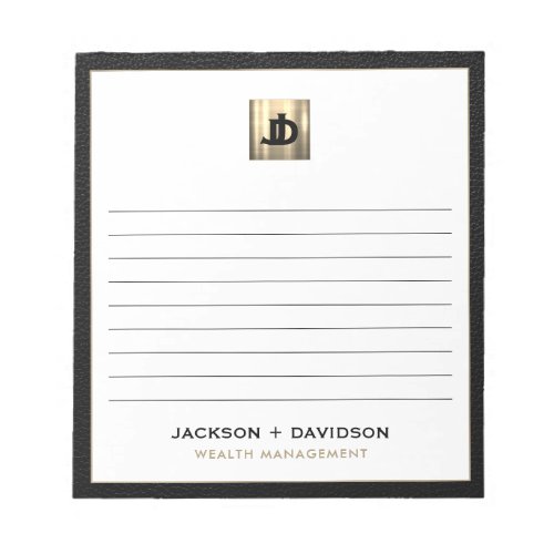 Black and Gold Initial Logo Lined  Notepad