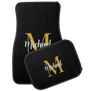 Black And Gold Initial Monogram Elegant Template Car Floor Mat