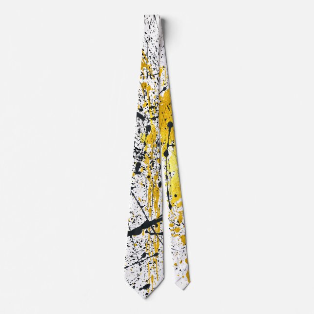 Black and Gold Ink Strokes Neck Tie (Front)
