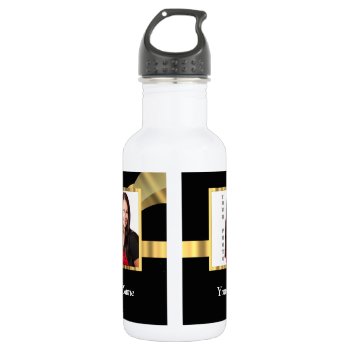 Black And Gold Instagram Template Stainless Steel Water Bottle by photogiftz at Zazzle