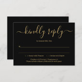 Black and Gold Invitation Reply Card Insert (Front/Back)