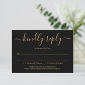 Black and Gold Invitation Reply Card Insert (Standing Front)