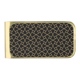 Black and Gold Islamic Mosaic Pattern Money Clip