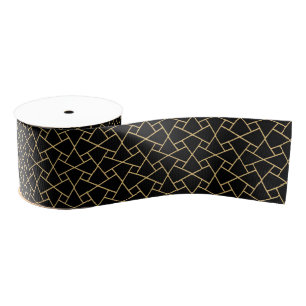 Black and Gold Islamic Pattern Custom Ribbon