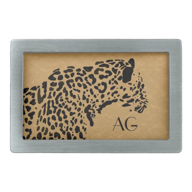 Black and Gold Jaguar Monogram Belt Buckle (Front)