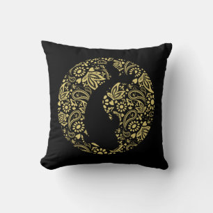 Black and Gold Japanese Koi Fish Throw Pillow