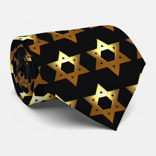 Black and Gold Jewish Wedding Formal Star of David Neck Tie