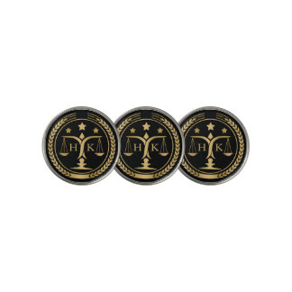 Black And Gold Justice Logo Monogram Golf Ball Marker