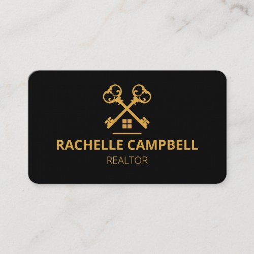 Black and gold key real estate Business Card