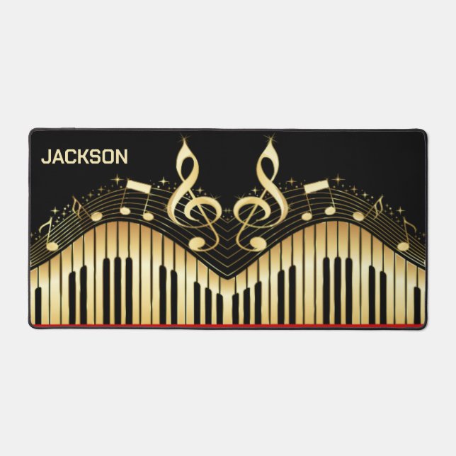 Black And Gold  Keyboard Desk Mat (Front)
