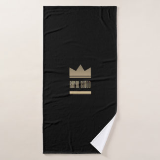 Black and Gold King Crown Bath Towel