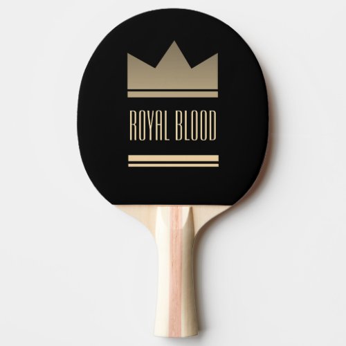 Black and Gold King Crown Ping Pong Paddle