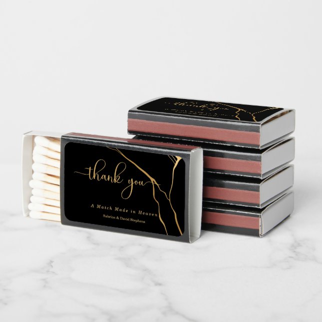 Black and Gold Kintsugi Matchboxes (Stacked)