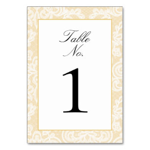 Black and Gold Lace Elegant Script Table Number