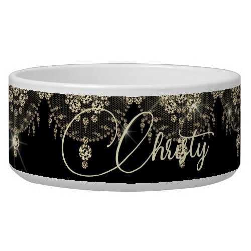 Black and gold lace elegant sparkle   mug bowl