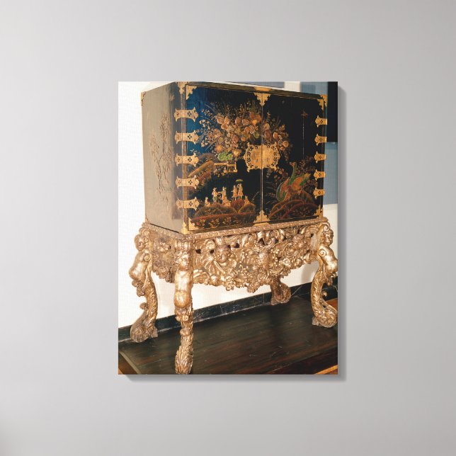 Black and gold lacquer cabinet canvas print (Front)